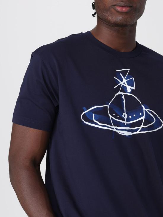 25FW 비비안웨스트우드 반팔 티셔츠 3G01003WJ001M K401 Blue - VIVIENNE WESTWOOD