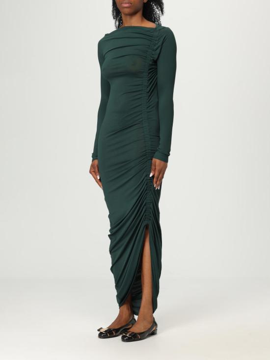 25FW 살바토레 페라가모 롱 원피스 785370 005 Moss Green - SALVATORE FERRAGAMO