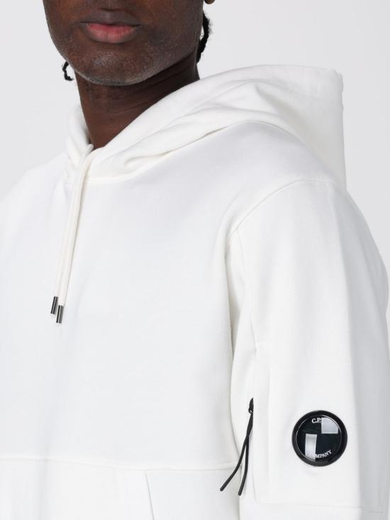 25FW 씨피 컴퍼니 다이애그널 레이즈드 플리스 렌즈 레귤러 핏 후드 티셔츠  RCCMSS714A005086W 103 White - C.P. COMPANY