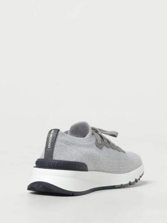 25FW 브루넬로 쿠치넬리 코튼 니트 세미 폴리쉬드 카프스킨 러너 MZUPMBO252 CB308 Silver - BRUNELLO CUCINELLI