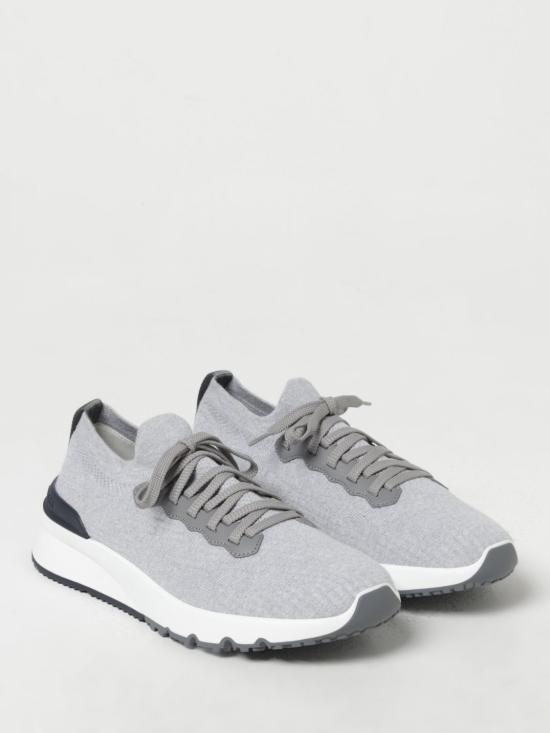 25FW 브루넬로 쿠치넬리 코튼 니트 세미 폴리쉬드 카프스킨 러너 MZUPMBO252 CB308 Silver - BRUNELLO CUCINELLI