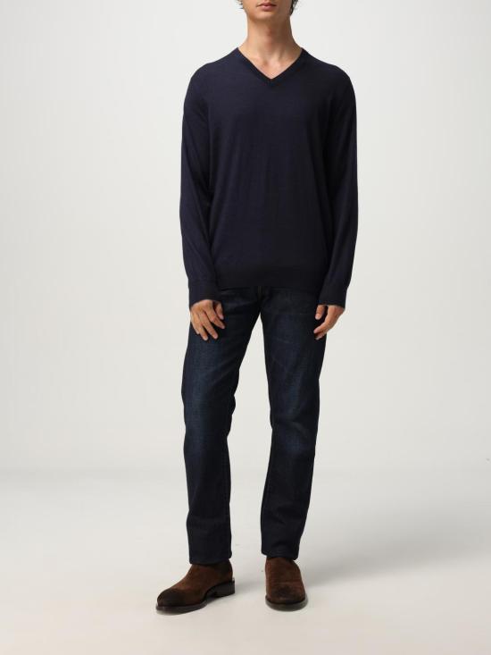 25FW 브루넬로 쿠치넬리 V넥 스웨터 M2400162 CW425 Navy - BRUNELLO CUCINELLI