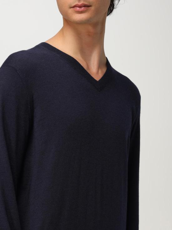 25FW 브루넬로 쿠치넬리 V넥 스웨터 M2400162 CW425 Navy - BRUNELLO CUCINELLI