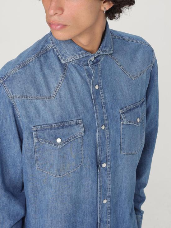 25FW 브루넬로 쿠치넬리 이지 핏 라이트웨이트 데님 셔츠 MH1924008 CCF66 Blue - BRUNELLO CUCINELLI