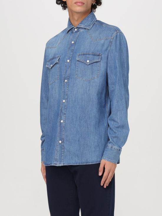 25FW 브루넬로 쿠치넬리 이지 핏 라이트웨이트 데님 셔츠 MH1924008 CCF66 Blue - BRUNELLO CUCINELLI