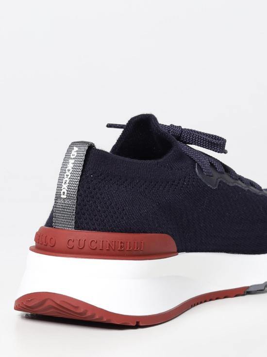 25FW 브루넬로 쿠치넬리 코튼 니트 세미 폴리쉬드 카프스킨 러너 MZUPMBO252 CP307 Blue - BRUNELLO CUCINELLI