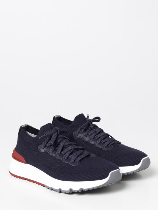 25FW 브루넬로 쿠치넬리 코튼 니트 세미 폴리쉬드 카프스킨 러너 MZUPMBO252 CP307 Blue - BRUNELLO CUCINELLI