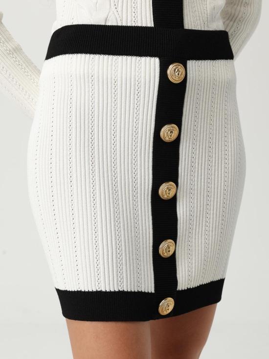 25FW 발망 숏 스커트 FF1LB039KI64 GAB White - BALMAIN