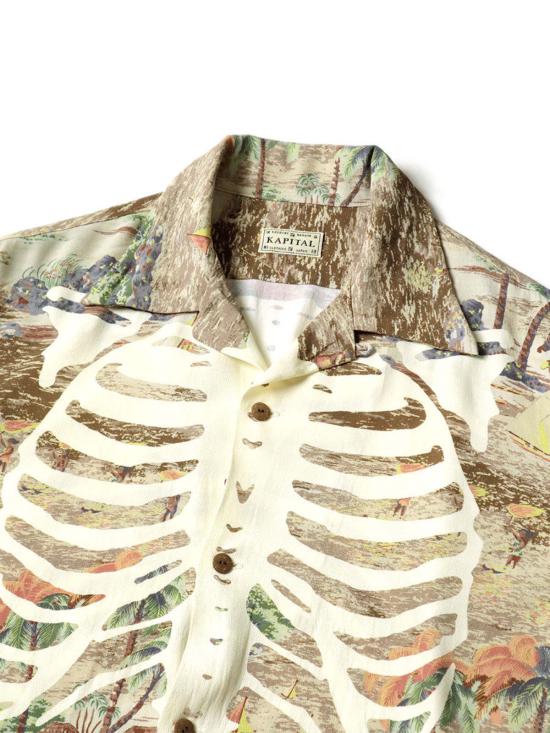 캐피탈 반팔 셔츠 Kapital 레이온 카메카메하 본 알로하  카키 - KAPITAL