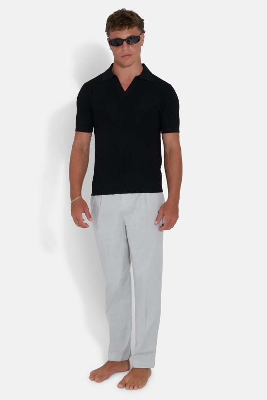  블루&크림 폴로 티셔츠 Jz 실크 캐시 마이크로 와플 폴로 - BLUE&CREAM