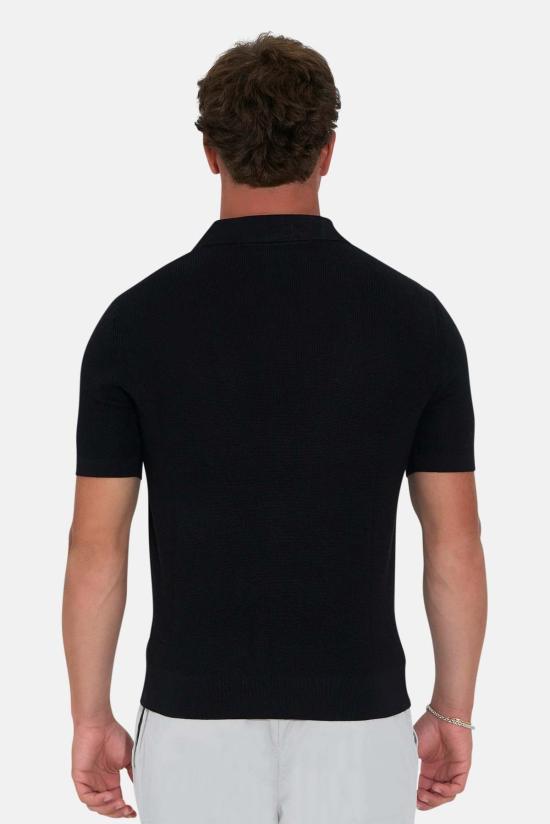  블루&크림 폴로 티셔츠 Jz 실크 캐시 마이크로 와플 폴로 - BLUE&CREAM