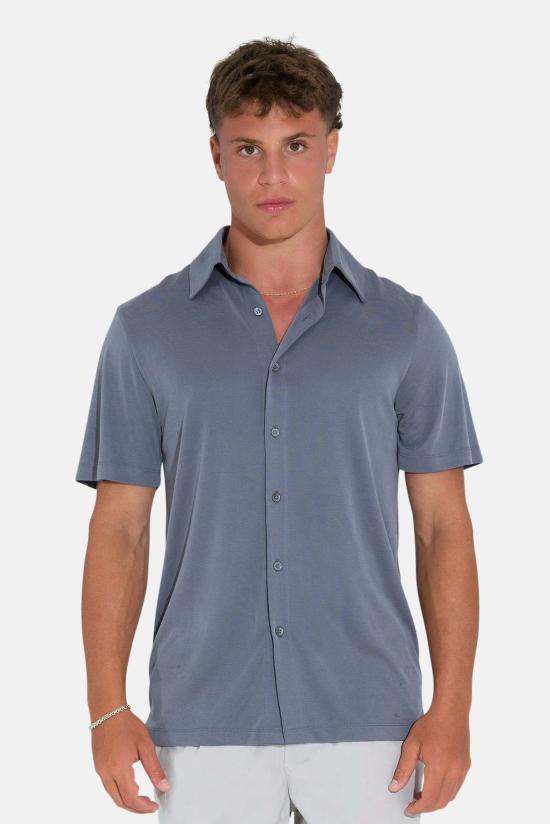  블루&크림 반팔 셔츠 반팔 마이크로 피케