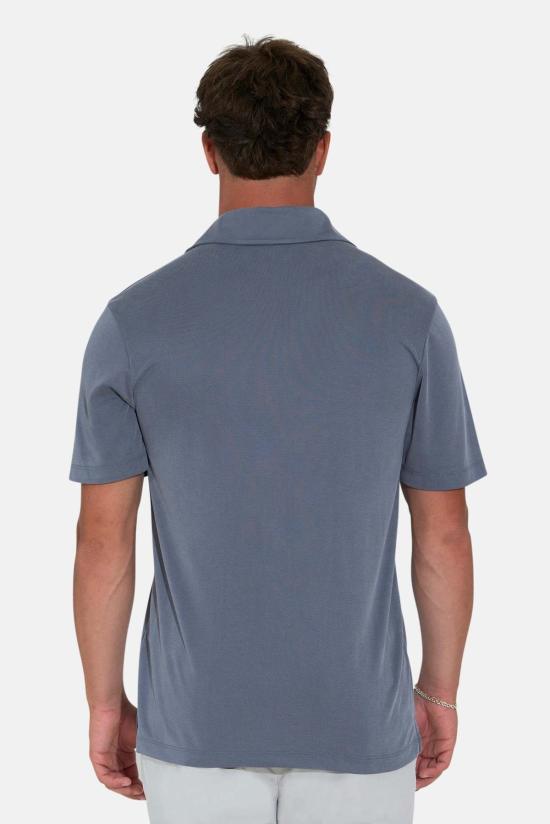  블루&크림 반팔 셔츠 반팔 마이크로 피케 - BLUE&CREAM