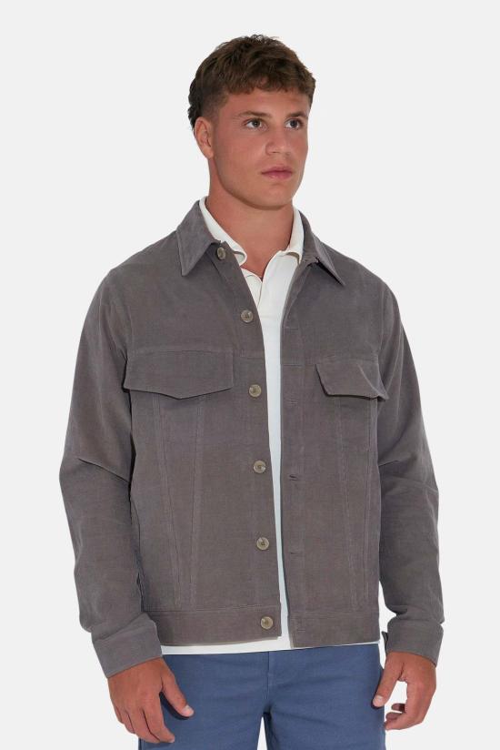  블루&크림 자켓 단테 마이크로 코드 트러커 재킷