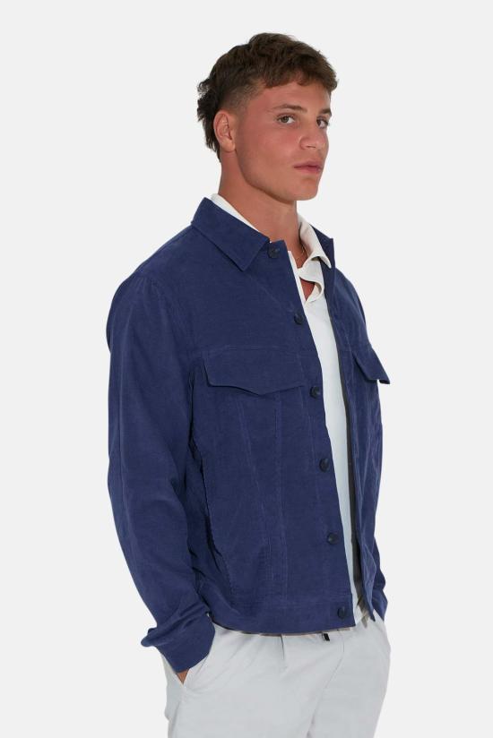  블루&크림 자켓 단테 마이크로 코드 트러커 재킷 - BLUE&CREAM