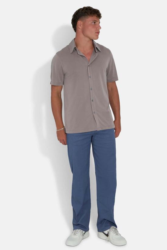  블루&크림 반팔 셔츠 반팔 마이크로 피케 - BLUE&CREAM