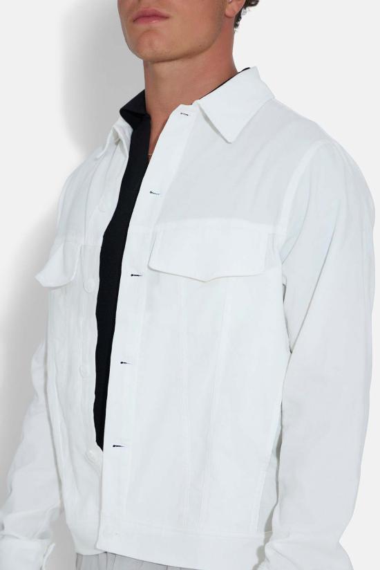  블루&크림 데님 자켓 단테 마이크로 코드 트러커 재킷 - BLUE&CREAM