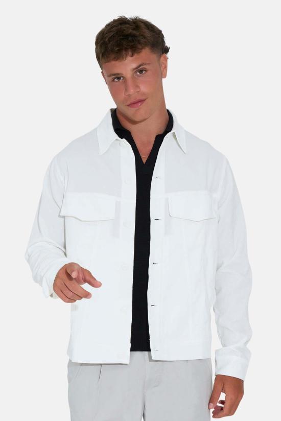  블루&크림 데님 자켓 단테 마이크로 코드 트러커 재킷