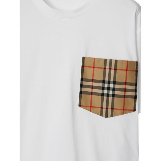 25FW 버버리 체크 포켓 티셔츠 8103971 CARRICK A1464 WHITE - BURBERRY