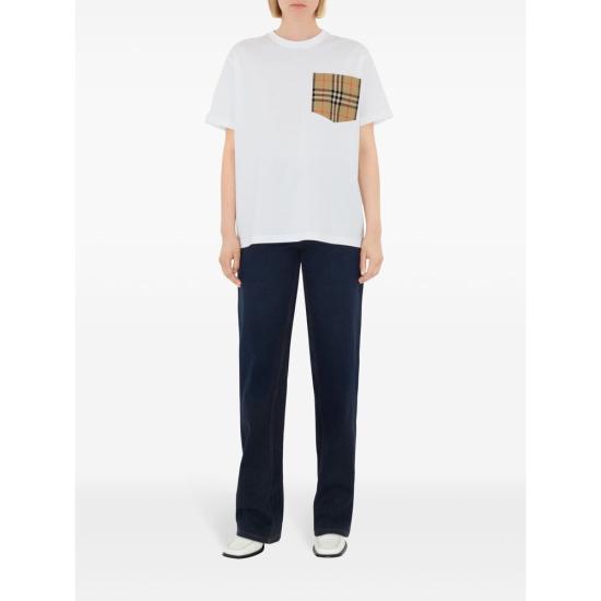 25FW 버버리 체크 포켓 티셔츠 8103971 CARRICK A1464 WHITE - BURBERRY