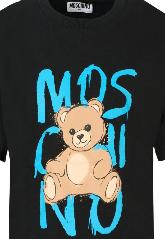 25FW [키즈] 모스키노 티셔츠 HNM05G LAA20 60100 BLACK - MOSCHINO