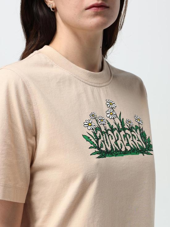 25FW 버버리 로고 프린팅 코튼 반팔 티셔츠 8102402 Beige - BURBERRY