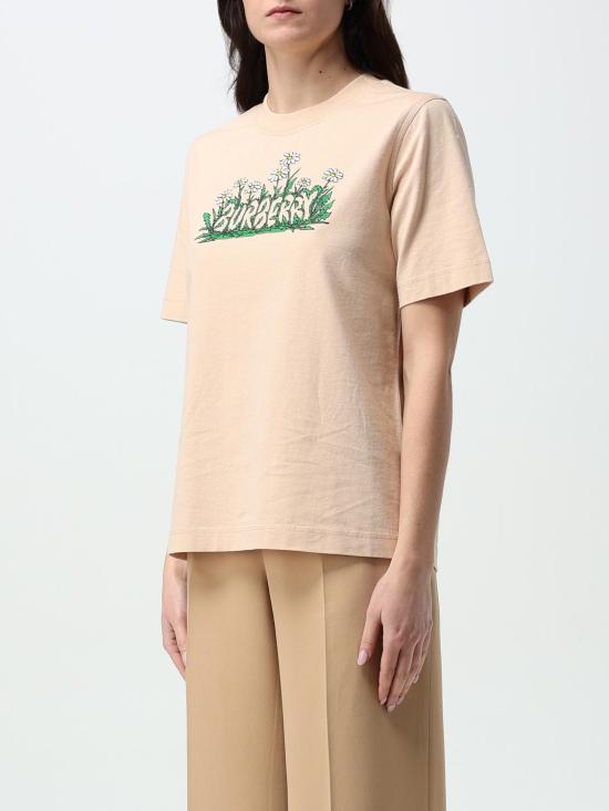 25FW 버버리 로고 프린팅 코튼 반팔 티셔츠 8102402 Beige - BURBERRY