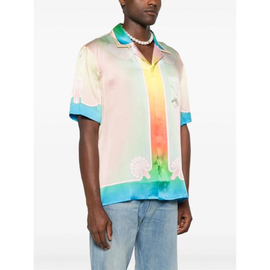 25FW 카사블랑카 반팔 셔츠 SH 003 09 LUCID PINK - CASABLANCA