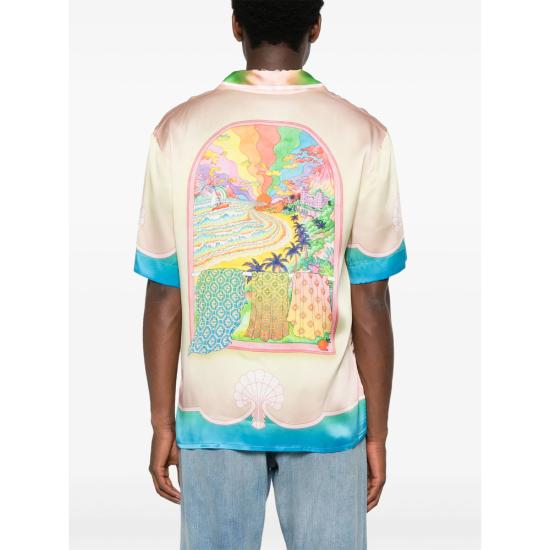 25FW 카사블랑카 반팔 셔츠 SH 003 09 LUCID PINK - CASABLANCA