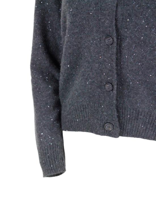 25FW 파비아나 필리피 브이넥 니트 가디건 MAD224F549D296 8186 Grey Antracite - FABIANA FILIPPI
