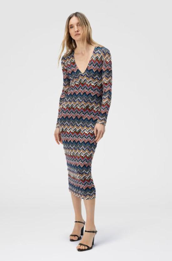 25FW 미소니 미디 원피스 DS25WG1VBR012FSM9R3 MULTICOLOUR - MISSONI