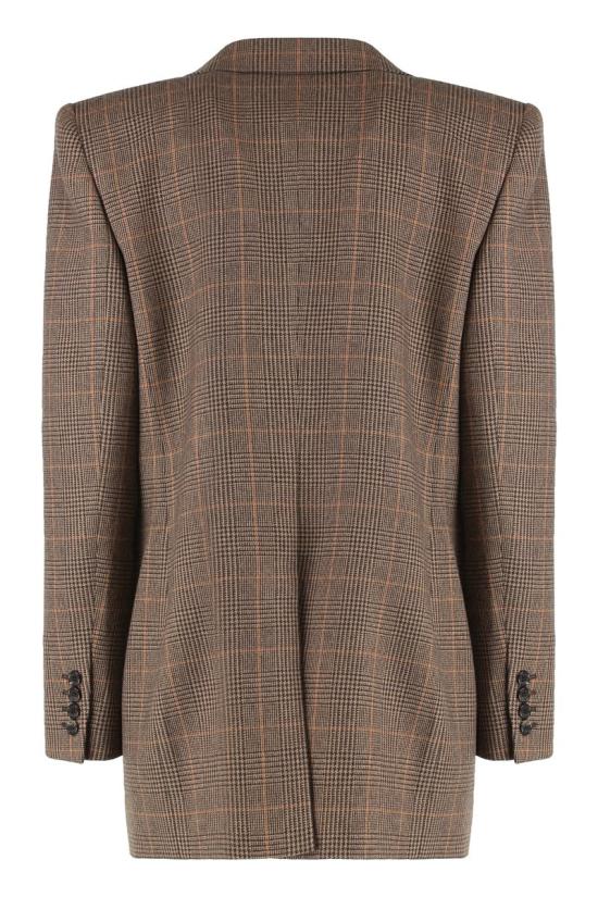 25FW 생로랑 체크 울 캐시미어 블레이저  832778Y3J45 9217 BROWN - SAINT LAURENT