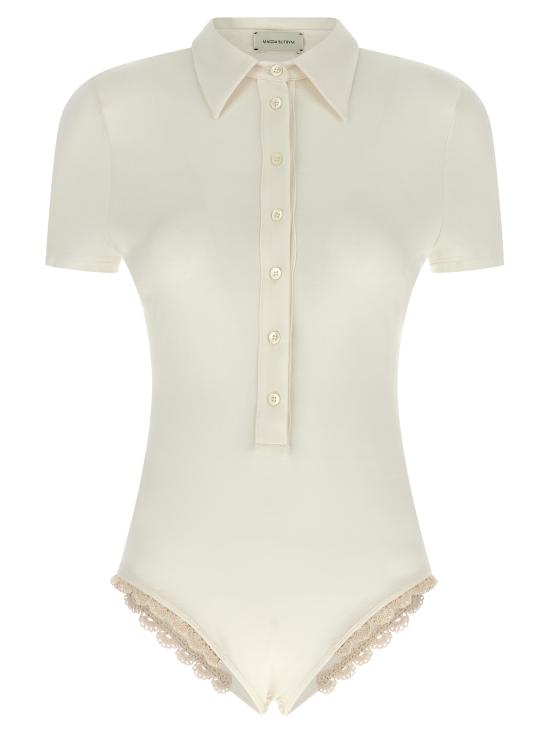 25FW 마그다뷰트림 바디수트 티셔츠 205725CREAM White