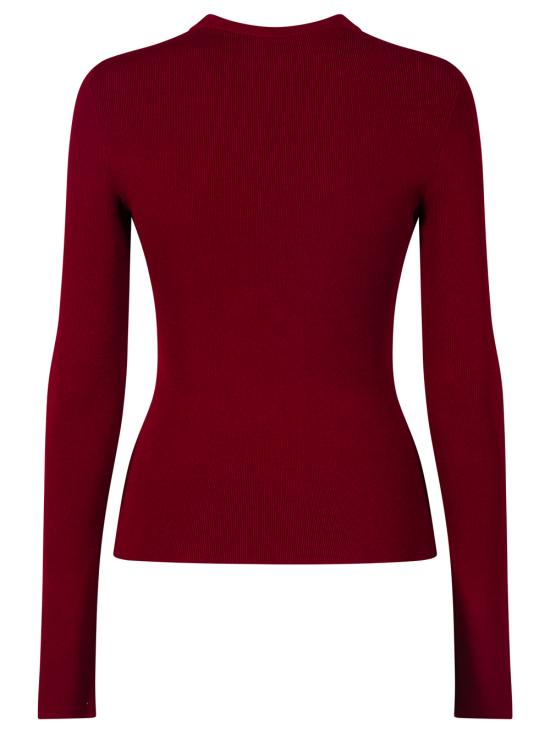 25FW 발렌시아가 로고 크루넥 니트 835494 T5231 6010 BURGUNDY BLACK - BALENCIAGA