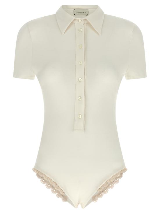 25FW 마그다뷰트림 바디수트 티셔츠 205725CREAM