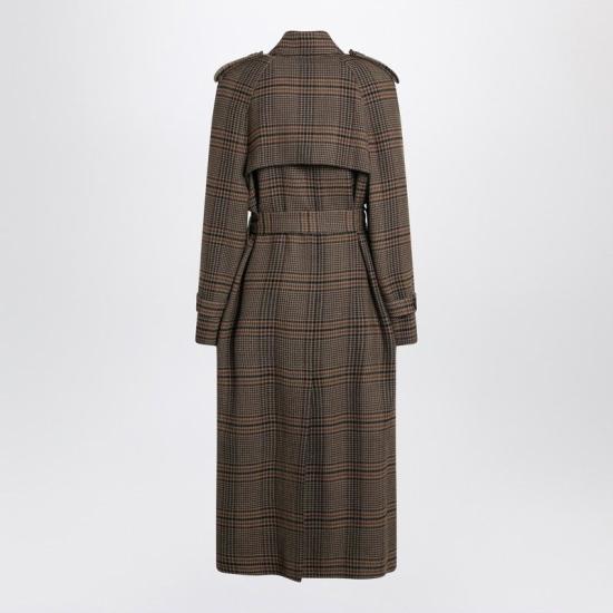 25FW 생로랑 더블 브레스티드 체크 트렌치 코트  831610Y9I70 2849 BROWN - SAINT LAURENT
