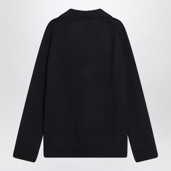 25FW 구찌 딥 브이넥 리브드 커프 울 폴로 스웨터 793883XKFA8 4215 BLUE - GUCCI