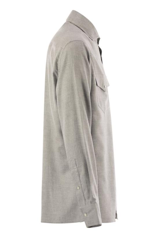 25FW 브루넬로 쿠치넬리 긴팔 셔츠 MY6374008 C045 GREY - BRUNELLO CUCINELLI