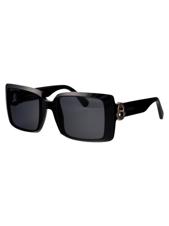 25SS 몽클레어 로고 템플 스퀘어 선글라스 ML0244 01A NERO LUCIDO - MONCLER