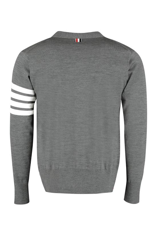 25FW 톰브라운 4바 서스테이너블 파인 메리노 울 클래식 가디건  MKC002AY1014 038 GREY - THOM BROWNE