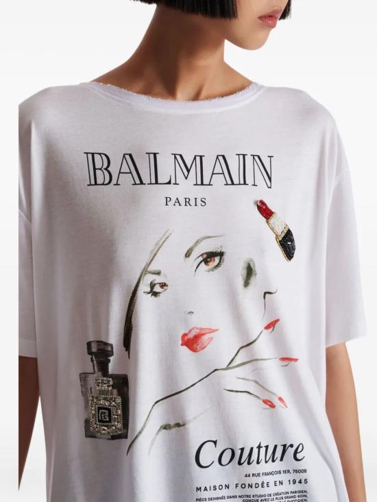 25SS 발망 반팔 티셔츠 EF0EG129GE86 GRR WHITE - BALMAIN