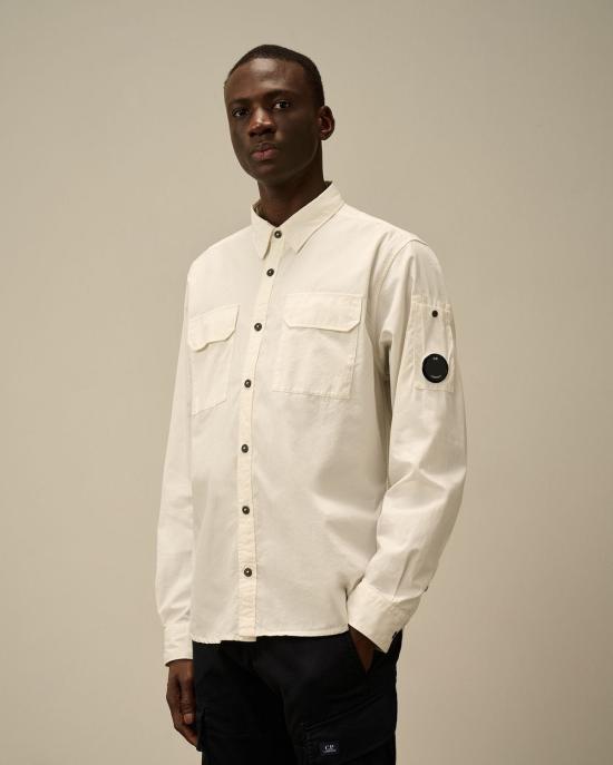 25SS 씨피 컴퍼니 반팔 티셔츠 18CMSH140A110143G103 GAUZE WHITE - C.P. COMPANY