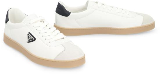  프라다 삼각 로고 레더 로우 스니커즈 2EE394FG000Y5T F0944 White - PRADA