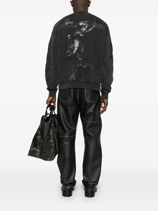 25SS 오프화이트 스웨터 OMBA054C99FLE0091077 BLACK - OFF WHITE