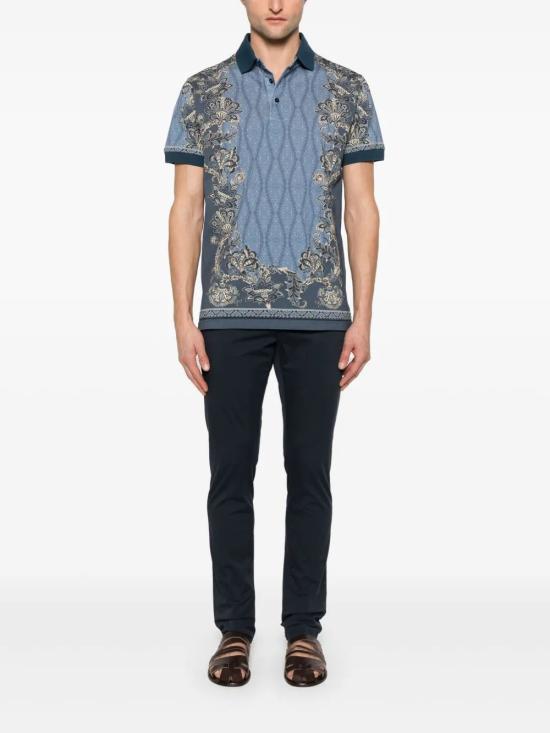 25SS 에트로 폴로 티셔츠 MRMD0004AK568X0883 PRINT ON BLUE BASE - ETRO