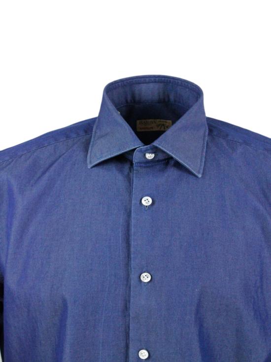 25FW 발바 긴팔 셔츠 K1U10PZ01PZ998U 001 Denim Dark - BARBA