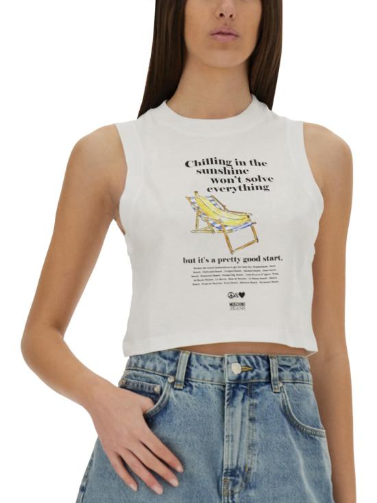 25SS 모스키노 민소매 티셔츠 12123732 4001 WHITE - MOSCHINO