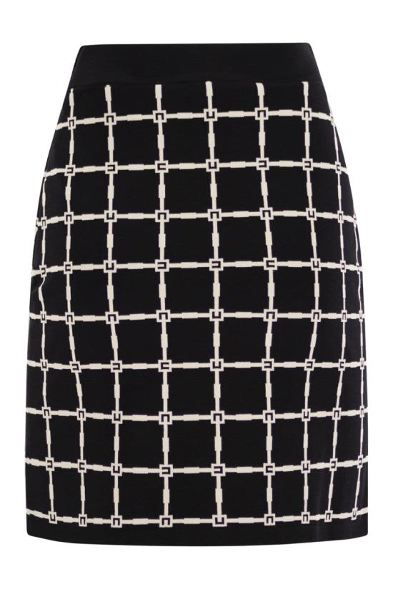 25SS 엘리자베타프랜치 미디 스커트 GK10B51E2 685 BLACK BUTTER - ELISABETTA FRANCHI