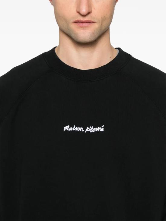 25SS 메종키츠네 자수 오버사이즈 래글런 스웨트셔츠 OM00309KM0001096 P199 BLACK - MAISON KITSUNE
