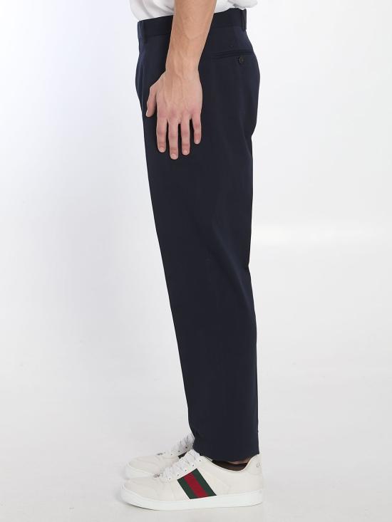  구찌 웹 디테일 코튼 개버딘 팬츠 794410ZABPQ 4020 blue - GUCCI
